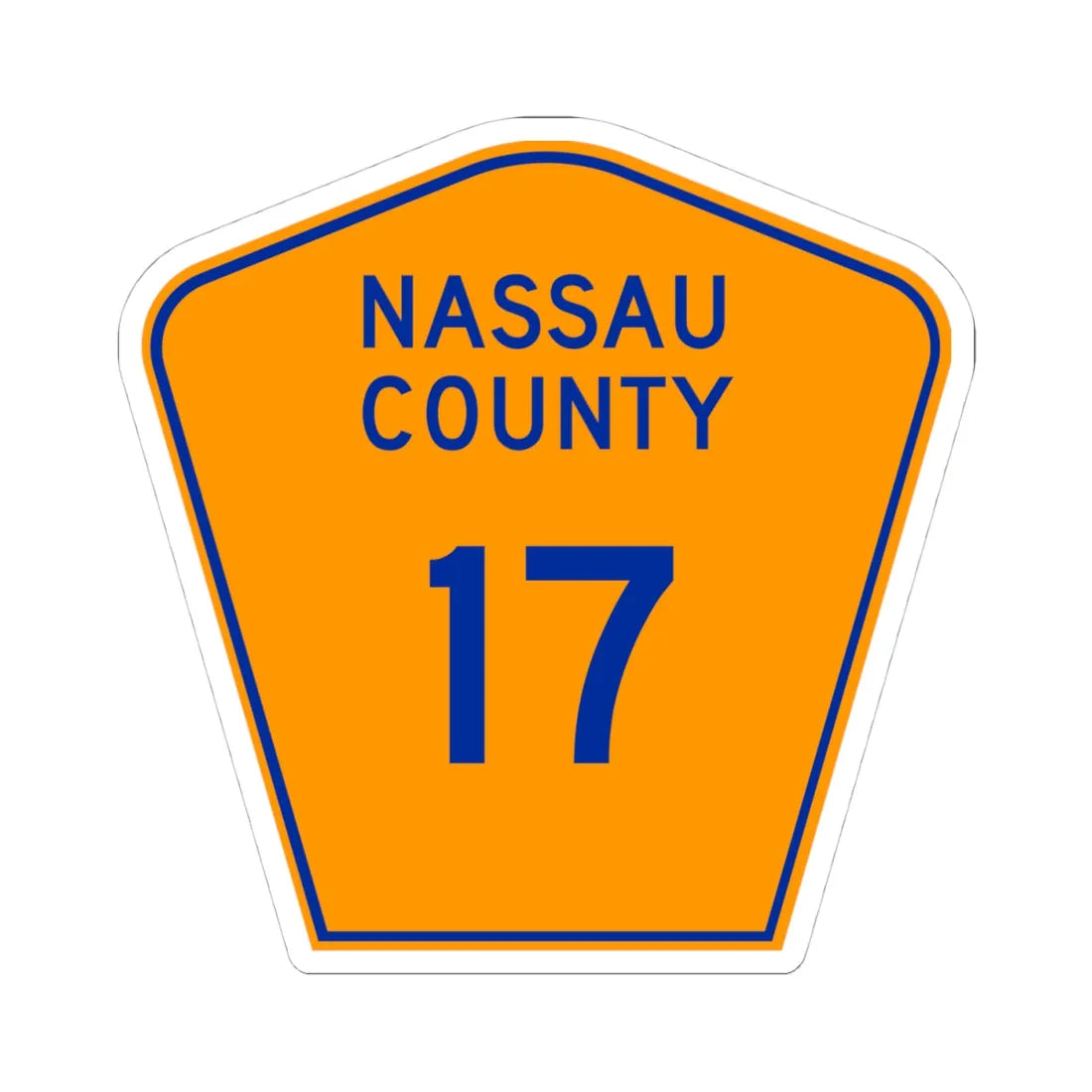 Nassau County 17 NY (New York) (Road Sign) STICKER Vinyl Kiss-Cut Decal 4 Inch White - The Sticker Space