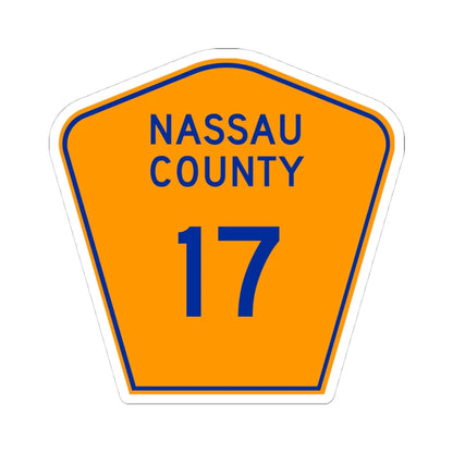Nassau County 17 NY (New York) (Road Sign) STICKER Vinyl Kiss-Cut Decal 4 Inch White - The Sticker Space
