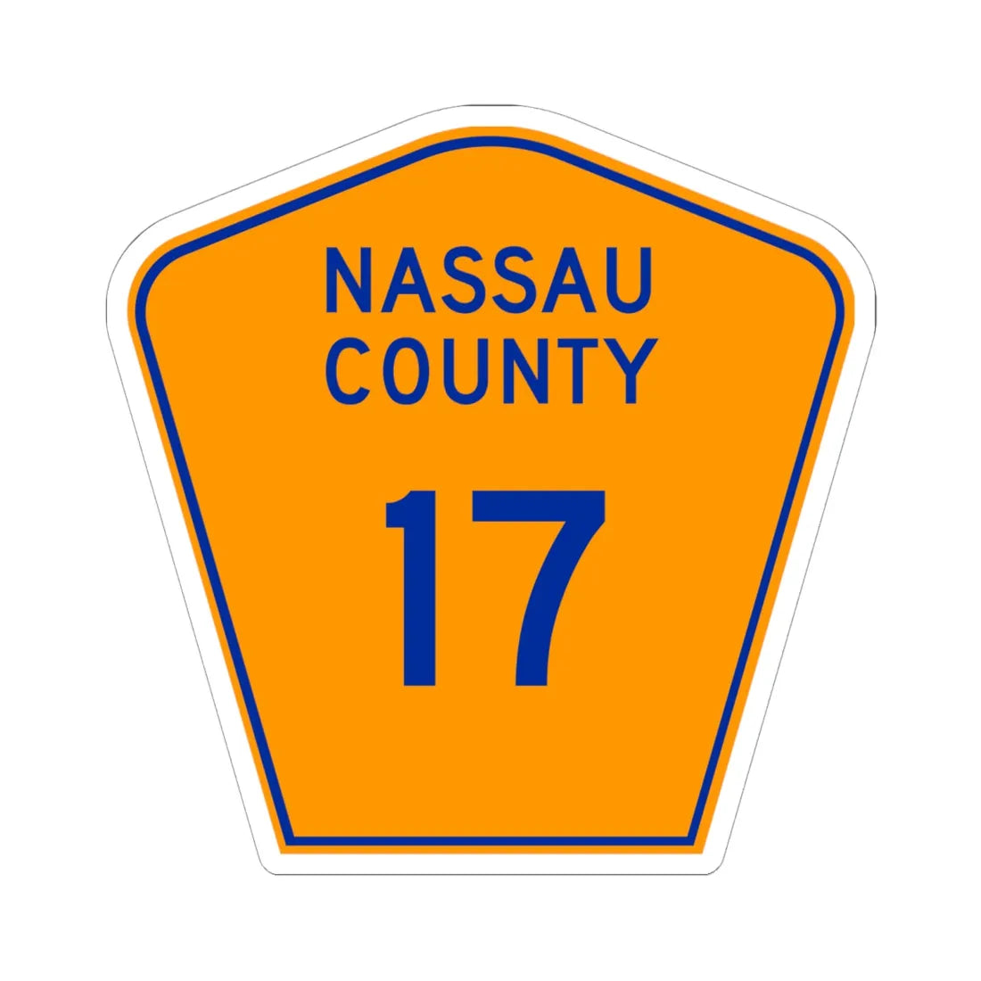 Nassau County 17 NY (New York) (Road Sign) STICKER Vinyl Kiss-Cut Decal 6 Inch White - The Sticker Space