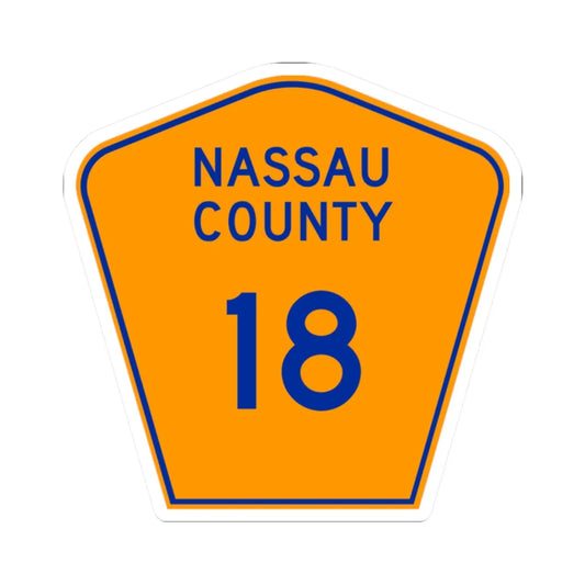 Nassau County 18 NY (New York) (Road Sign) STICKER Vinyl Kiss-Cut Decal 2 Inch White - The Sticker Space