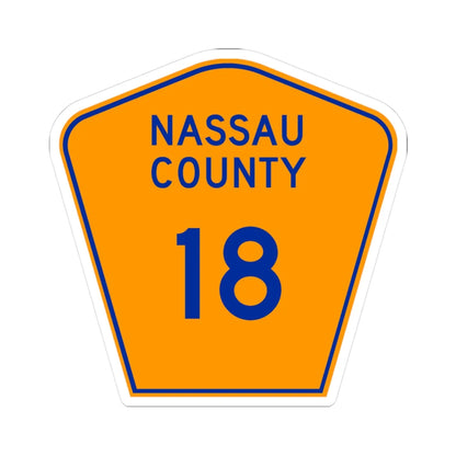 Nassau County 18 NY (New York) (Road Sign) STICKER Vinyl Kiss-Cut Decal 3 Inch White - The Sticker Space