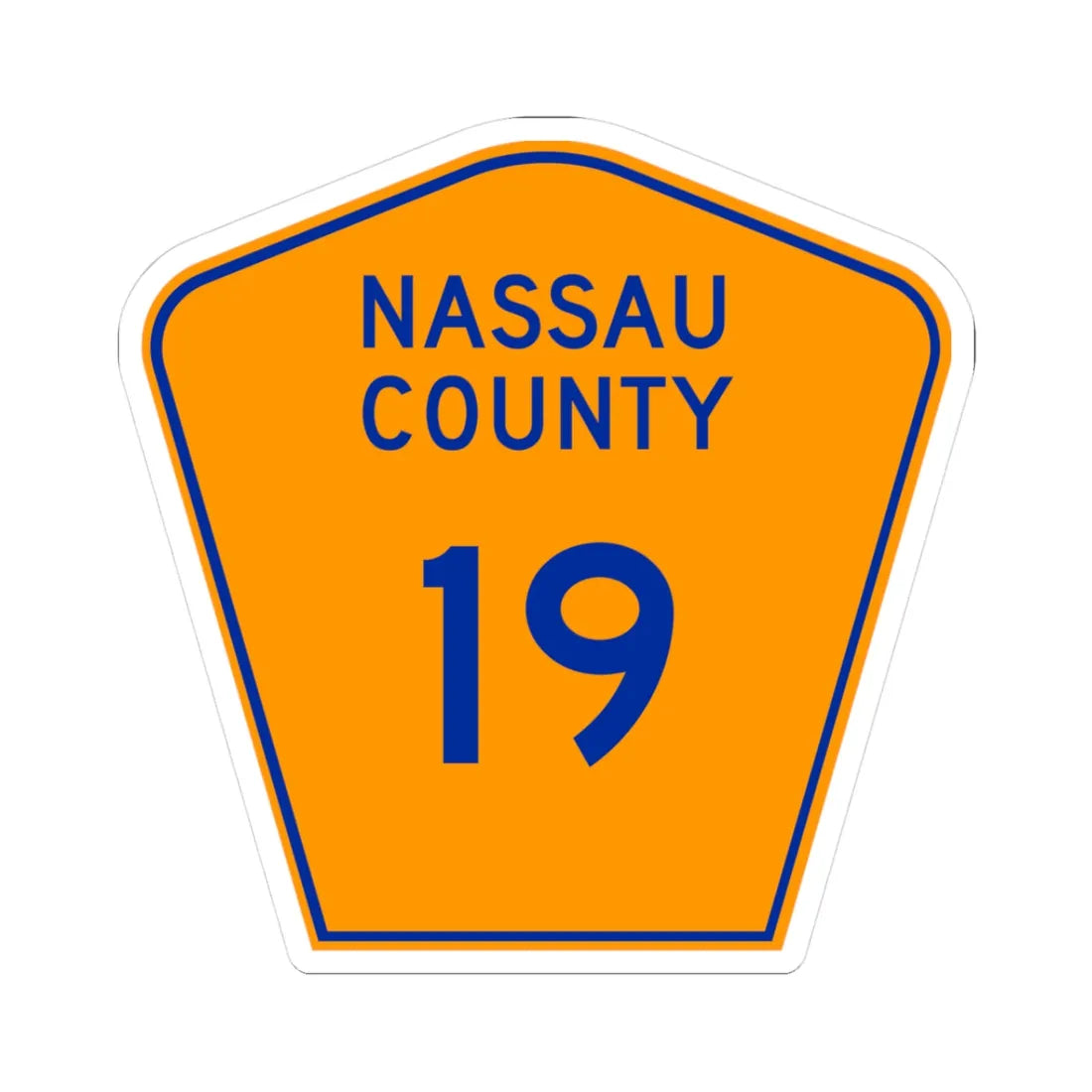 Nassau County 19 NY (New York) (Road Sign) STICKER Vinyl Kiss-Cut Decal 3 Inch White - The Sticker Space