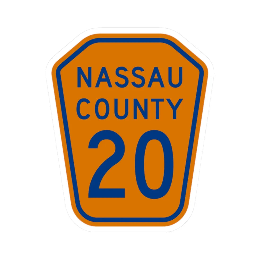 Nassau County 20 NY (New York) (Road Sign) STICKER Vinyl Kiss-Cut Decal 2 Inch White - The Sticker Space