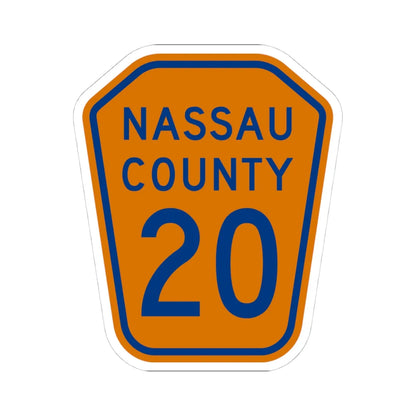 Nassau County 20 NY (New York) (Road Sign) STICKER Vinyl Kiss-Cut Decal 4 Inch White - The Sticker Space