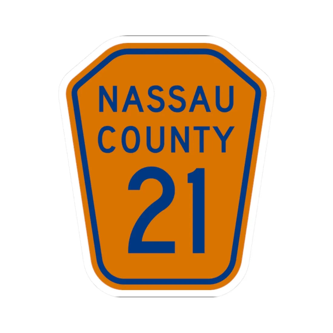 Nassau County 21 NY (New York) (Road Sign) STICKER Vinyl Kiss-Cut Decal 2 Inch White - The Sticker Space