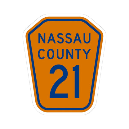 Nassau County 21 NY (New York) (Road Sign) STICKER Vinyl Kiss-Cut Decal 4 Inch White - The Sticker Space