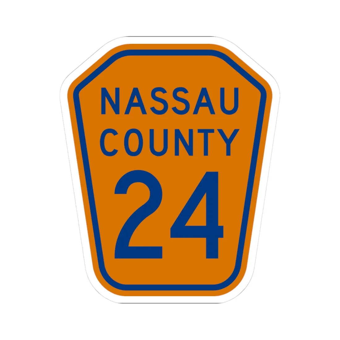 Nassau County 24 NY (New York) (Road Sign) STICKER Vinyl Kiss-Cut Decal 3 Inch White - The Sticker Space