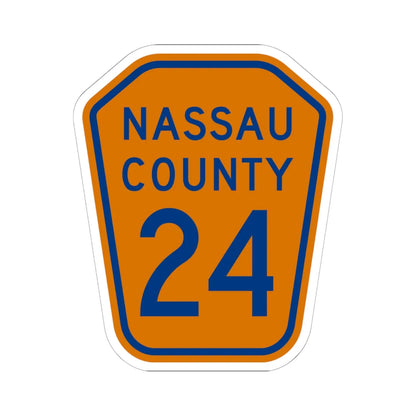 Nassau County 24 NY (New York) (Road Sign) STICKER Vinyl Kiss-Cut Decal 6 Inch White - The Sticker Space