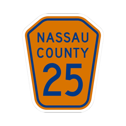 Nassau County 25 NY (New York) (Road Sign) STICKER Vinyl Kiss-Cut Decal 3 Inch White - The Sticker Space