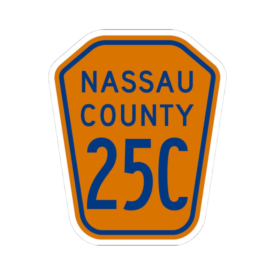 Nassau County 25C NY (New York) (Road Sign) STICKER Vinyl Kiss-Cut Decal 4 Inch White - The Sticker Space