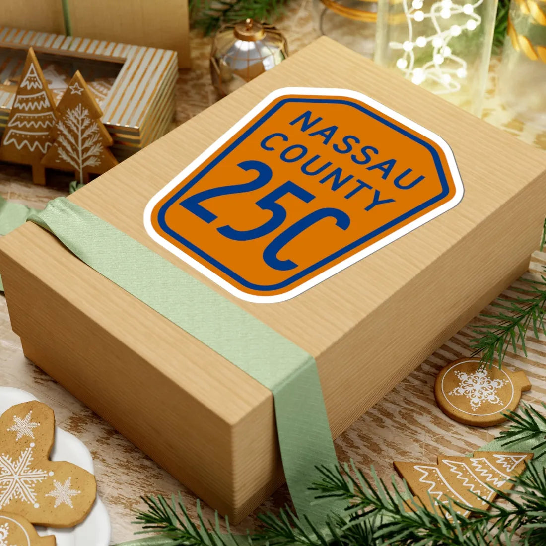 Nassau County 25C NY (New York) (Road Sign) STICKER Vinyl Kiss-Cut Decal - The Sticker Space