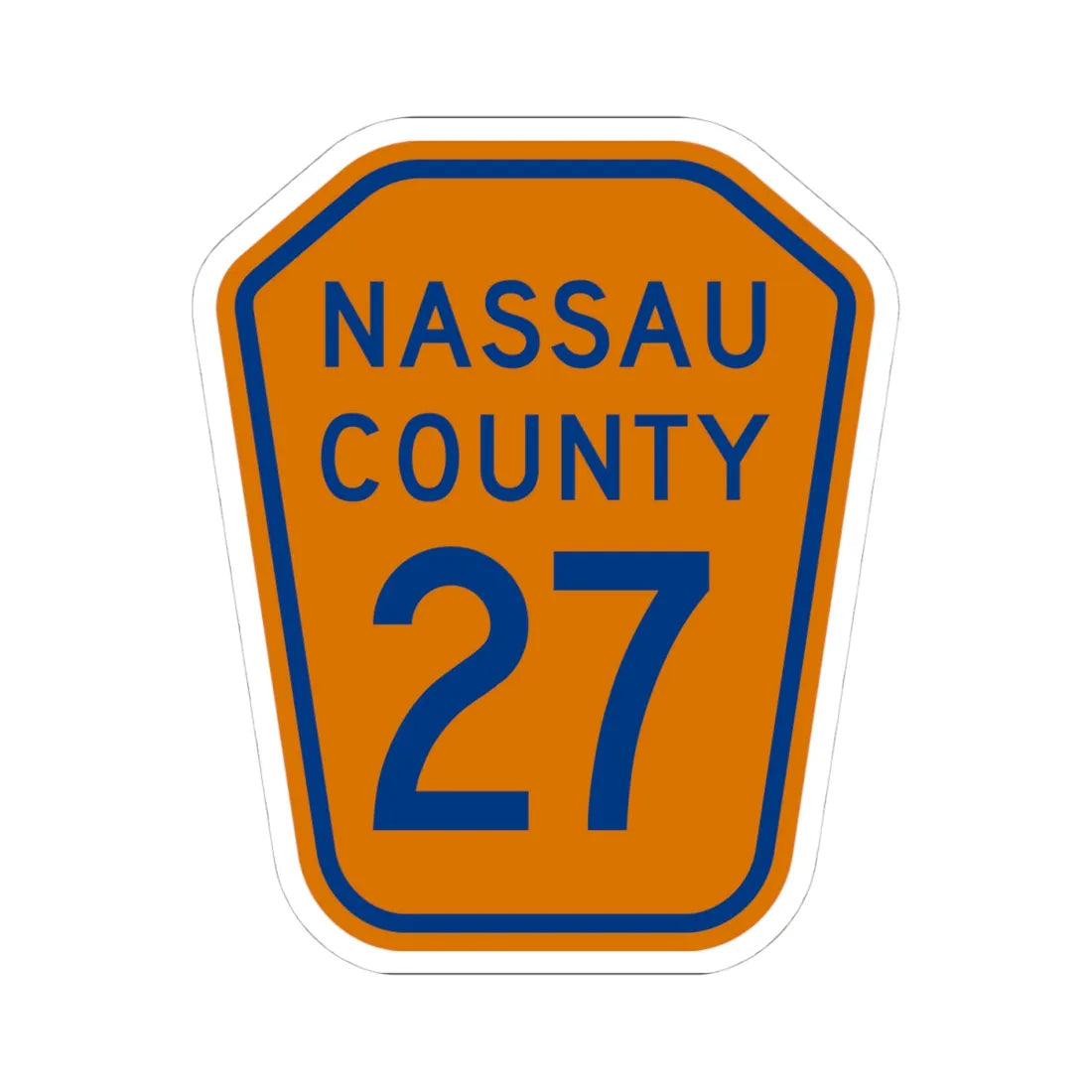 Nassau County 27 NY (New York) (Road Sign) STICKER Vinyl Kiss-Cut Decal 4 Inch White - The Sticker Space