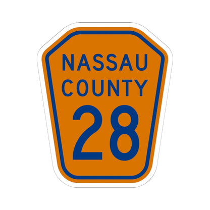 Nassau County 28 NY (New York) (Road Sign) STICKER Vinyl Kiss-Cut Decal 6 Inch White - The Sticker Space