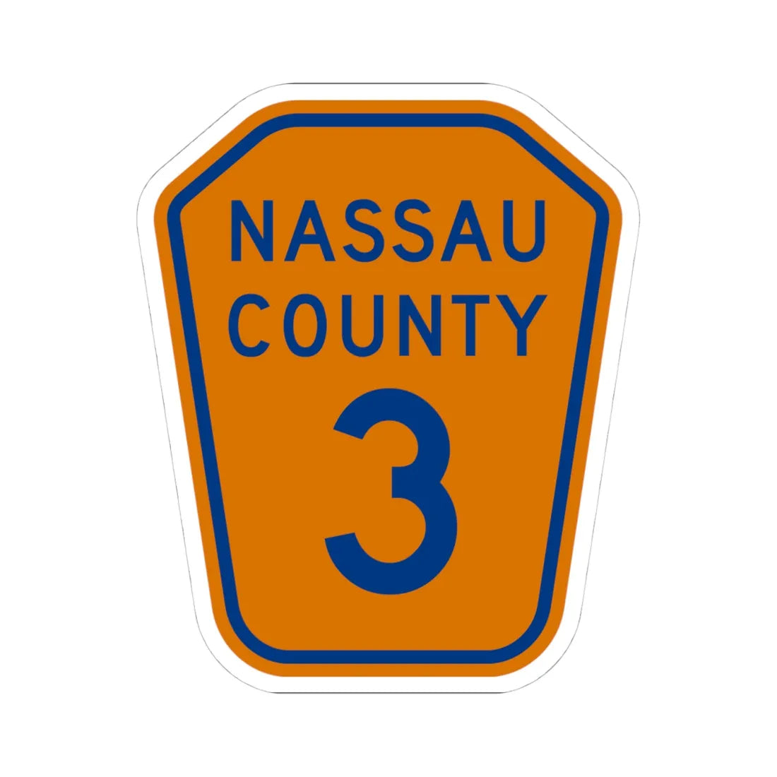 Nassau County 3 NY (New York) (Road Sign) STICKER Vinyl Kiss-Cut Decal 4 Inch White - The Sticker Space