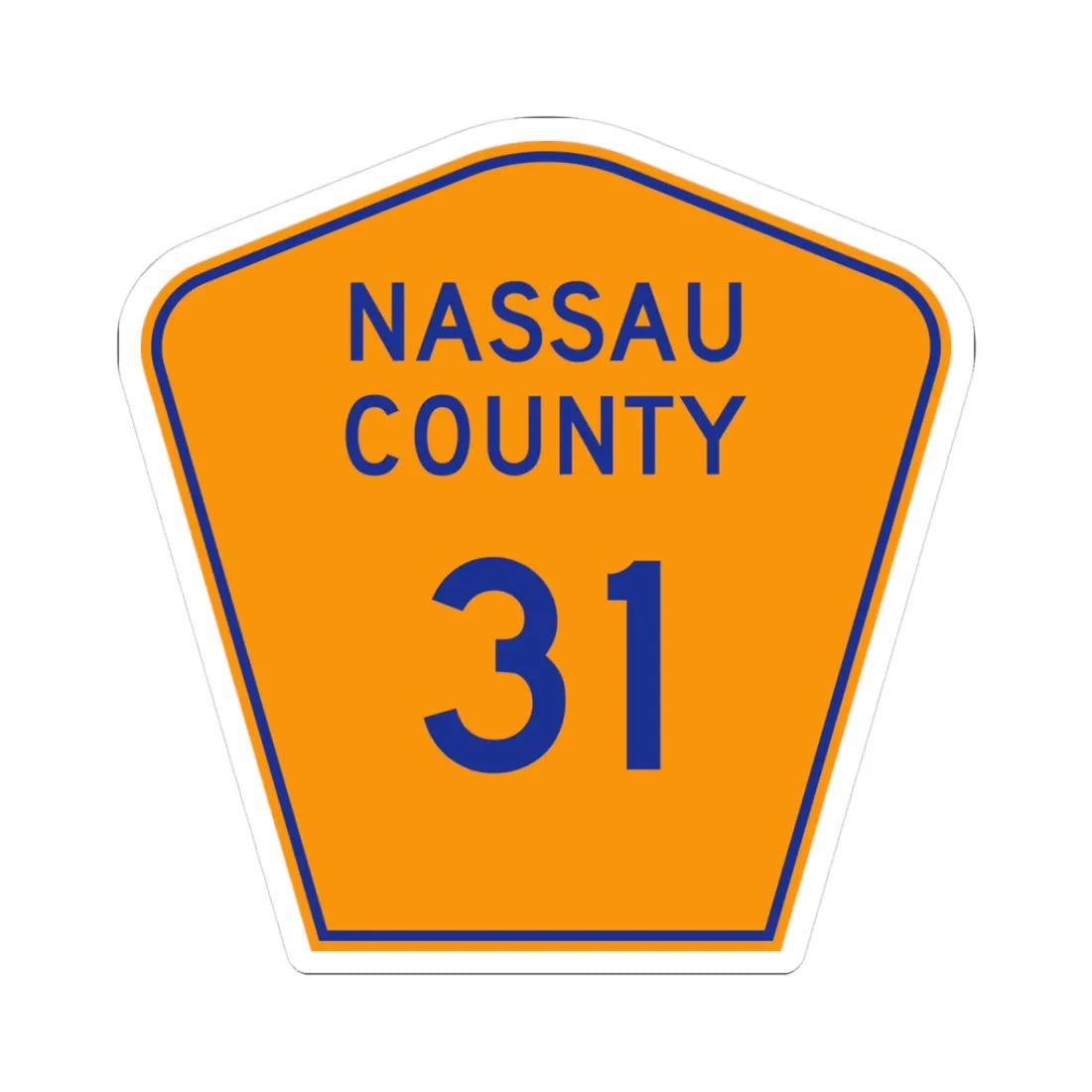 Nassau County 31 NY (New York) (Road Sign) STICKER Vinyl Kiss-Cut Decal 3 Inch White - The Sticker Space