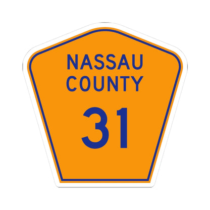 Nassau County 31 NY (New York) (Road Sign) STICKER Vinyl Kiss-Cut Decal 3 Inch White - The Sticker Space