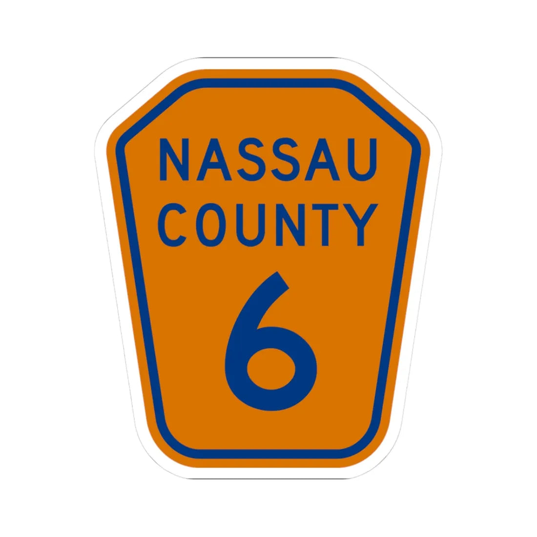 Nassau County 6 NY (New York) (Road Sign) STICKER Vinyl Kiss-Cut Decal 3 Inch White - The Sticker Space