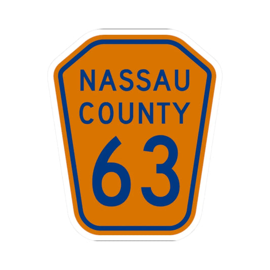 Nassau County 63 NY (New York) (Road Sign) STICKER Vinyl Kiss-Cut Decal 2 Inch White - The Sticker Space