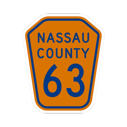 Nassau County 63 NY (New York) (Road Sign) STICKER Vinyl Kiss-Cut Decal 3 Inch White - The Sticker Space