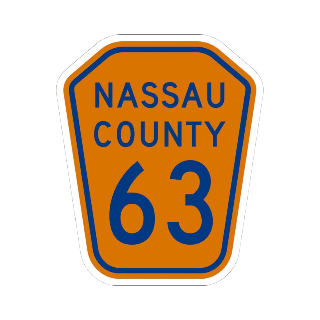 Nassau County 63 NY (New York) (Road Sign) STICKER Vinyl Kiss-Cut Decal 4 Inch White - The Sticker Space