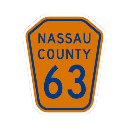 Nassau County 63 NY (New York) (Road Sign) STICKER Vinyl Kiss-Cut Decal 4 Inch White - The Sticker Space