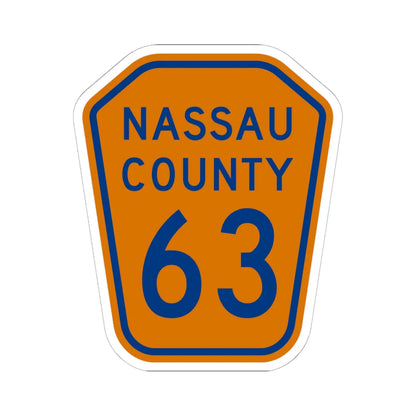 Nassau County 63 NY (New York) (Road Sign) STICKER Vinyl Kiss-Cut Decal 6 Inch White - The Sticker Space