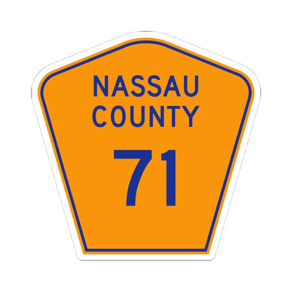 Nassau County 71 NY (New York) (Road Sign) STICKER Vinyl Kiss-Cut Decal 4 Inch White - The Sticker Space