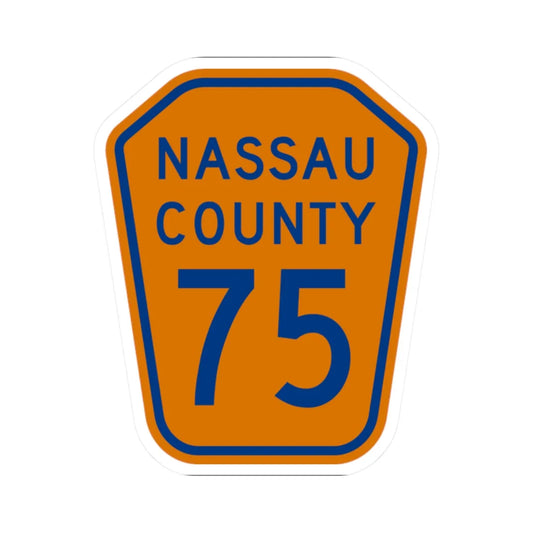 Nassau County 75 NY (New York) (Road Sign) STICKER Vinyl Kiss-Cut Decal 2 Inch White - The Sticker Space