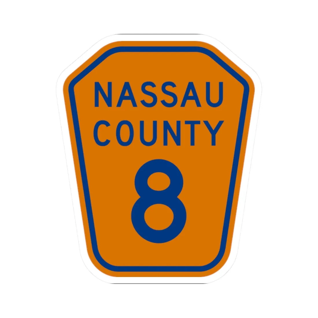 Nassau County 8 NY (New York) (Road Sign) STICKER Vinyl Kiss-Cut Decal 2 Inch White - The Sticker Space