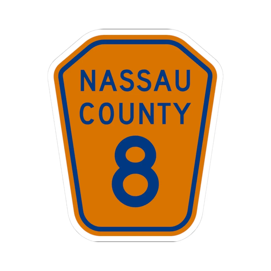 Nassau County 8 NY (New York) (Road Sign) STICKER Vinyl Kiss-Cut Decal 3 Inch White - The Sticker Space