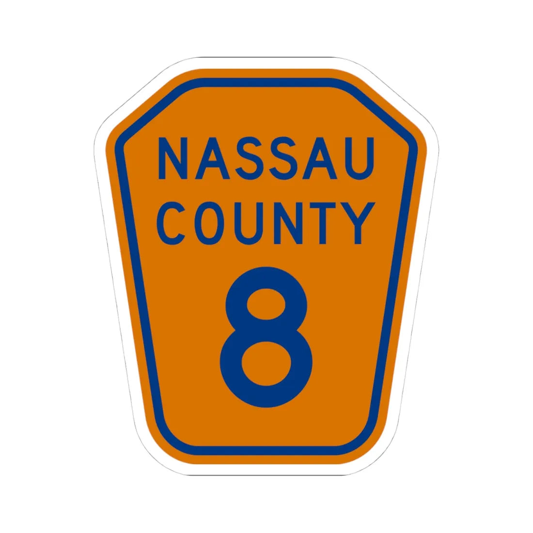 Nassau County 8 NY (New York) (Road Sign) STICKER Vinyl Kiss-Cut Decal 4 Inch White - The Sticker Space