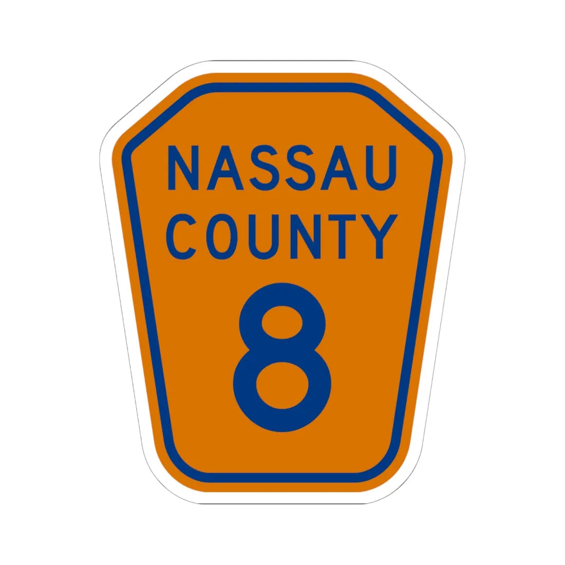 Nassau County 8 NY (New York) (Road Sign) STICKER Vinyl Kiss-Cut Decal 6 Inch White - The Sticker Space