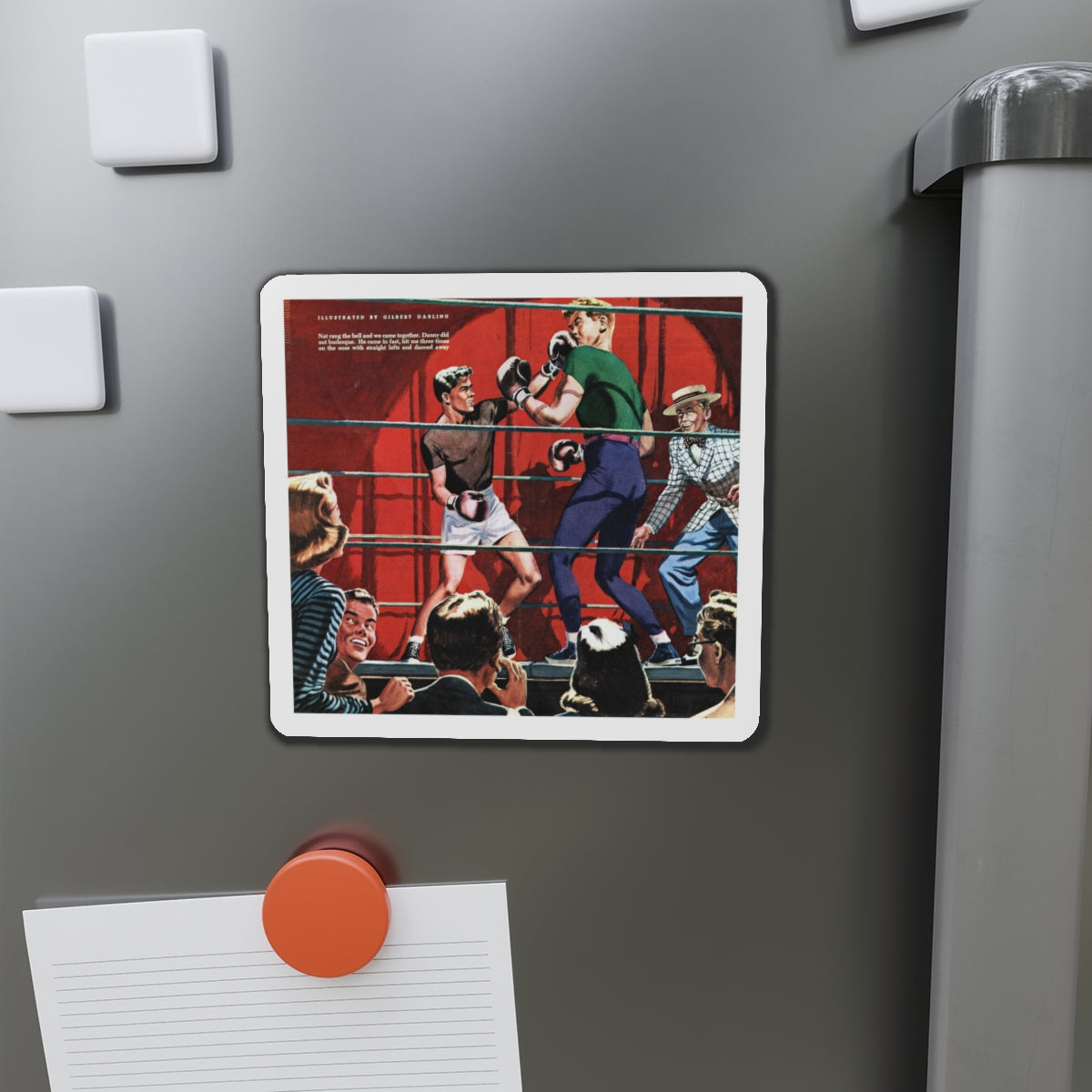 Nat & Dan Duke It Out, 1947 (Magazine Illustration) Refrigerator Magnet-The Sticker Space