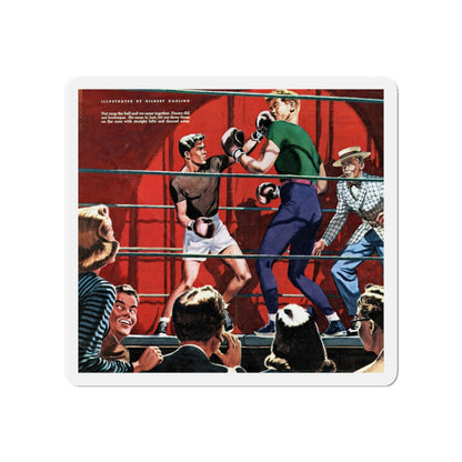 Nat & Dan Duke It Out, 1947 (Magazine Illustration) Refrigerator Magnet-4" x 4"-The Sticker Space