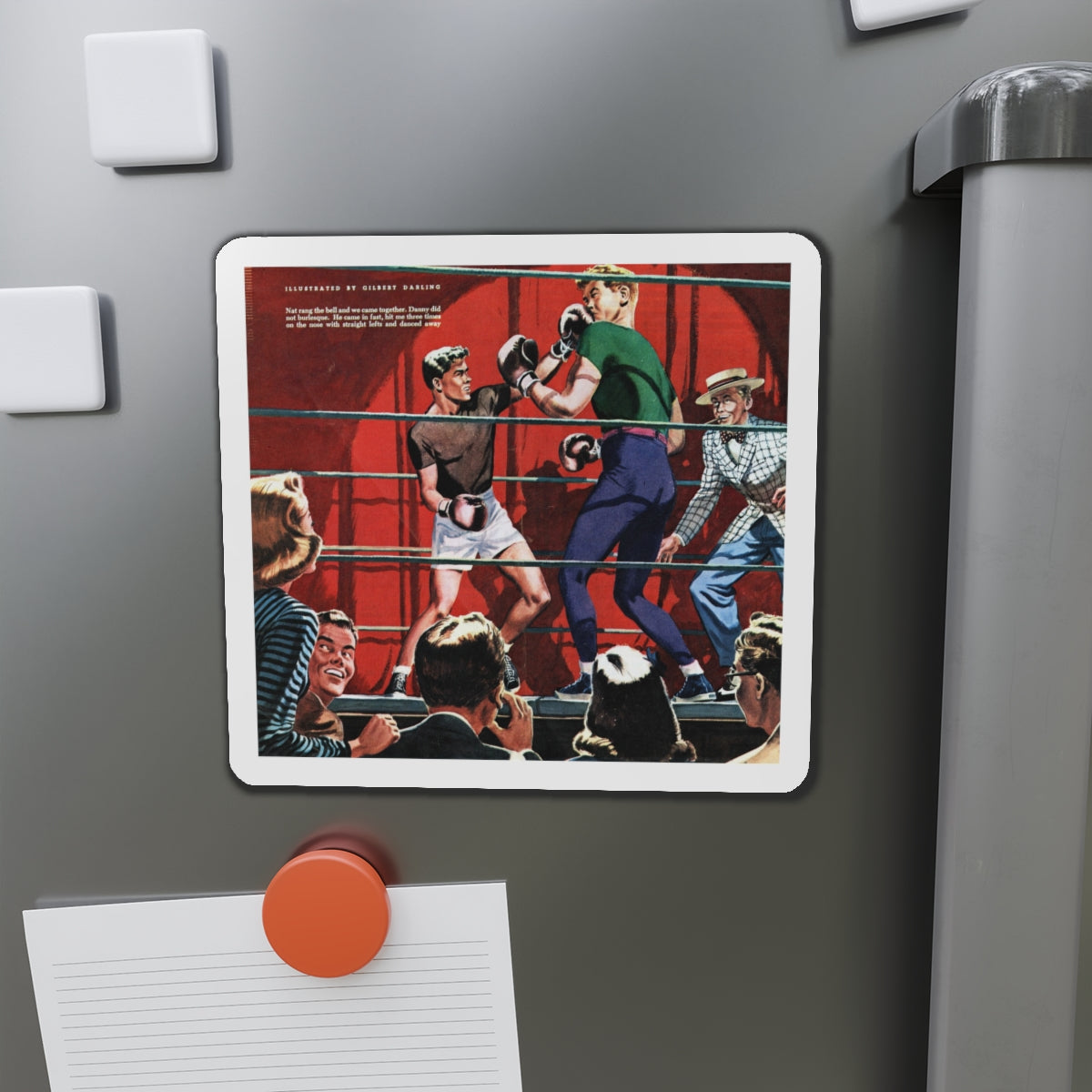 Nat & Dan Duke It Out, 1947 (Magazine Illustration) Refrigerator Magnet-The Sticker Space