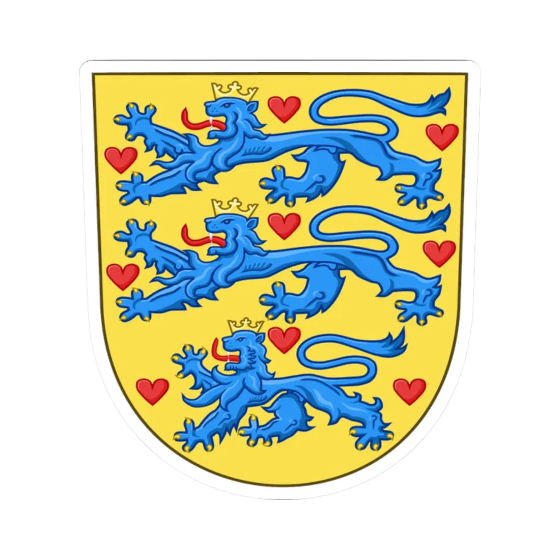 National Coat of arms of Denmark no crown (Denmark) (Coat of Arms) STICKER Vinyl Kiss-Cut Decal 2 Inch White - The Sticker Space