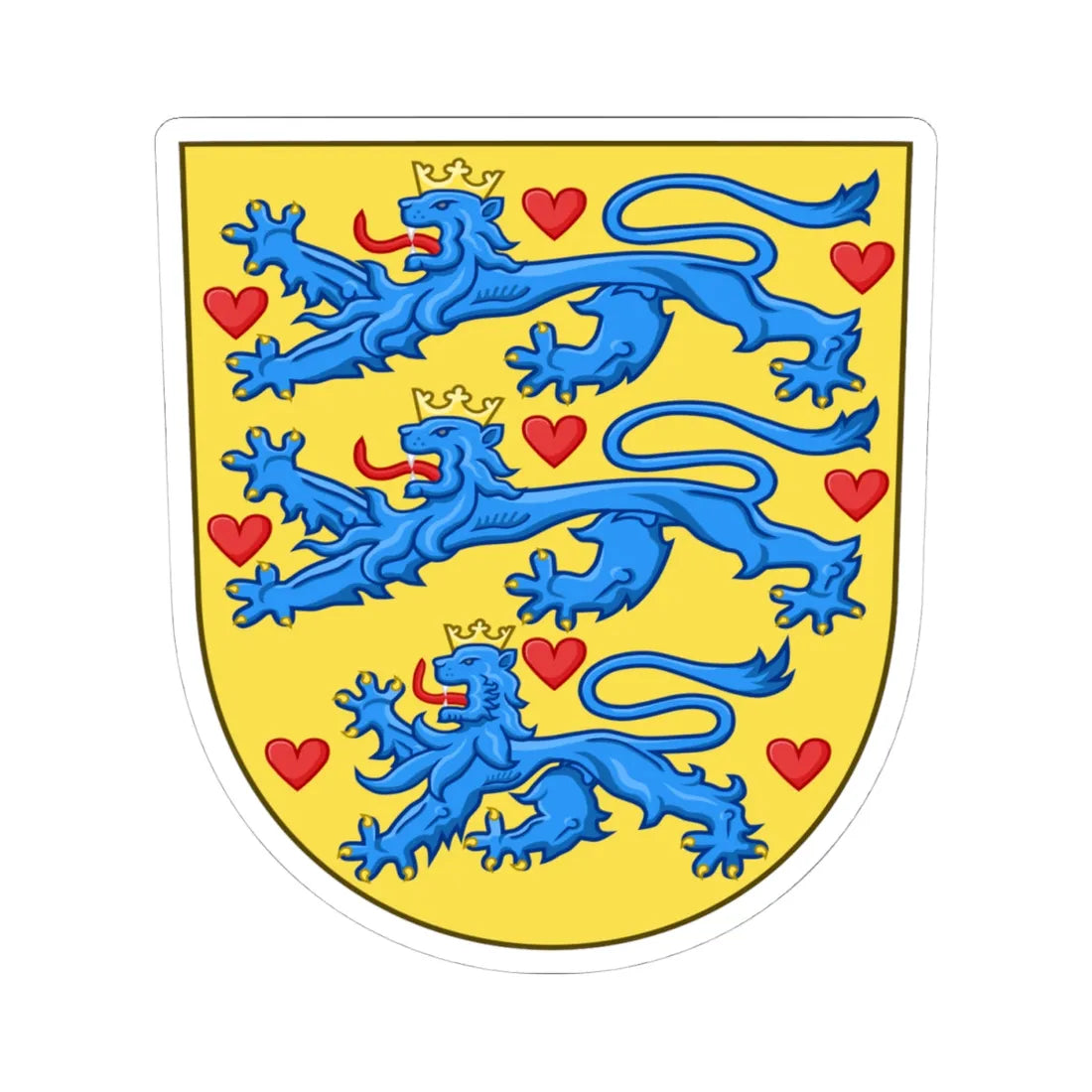 National Coat of arms of Denmark no crown (Denmark) (Coat of Arms) STICKER Vinyl Kiss-Cut Decal 4 Inch White - The Sticker Space