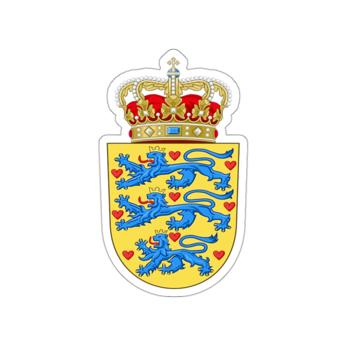 National Coat of arms of Denmark STICKER Vinyl Die-Cut Decal-White-The Sticker Space