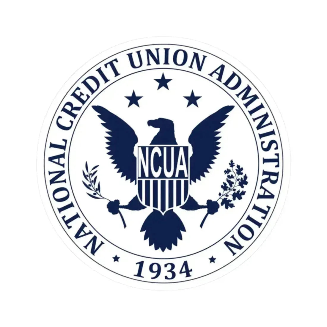 National Credit Union Administration NCUA - STICKER Vinyl Kiss-Cut Decal 2 Inch White - The Sticker Space