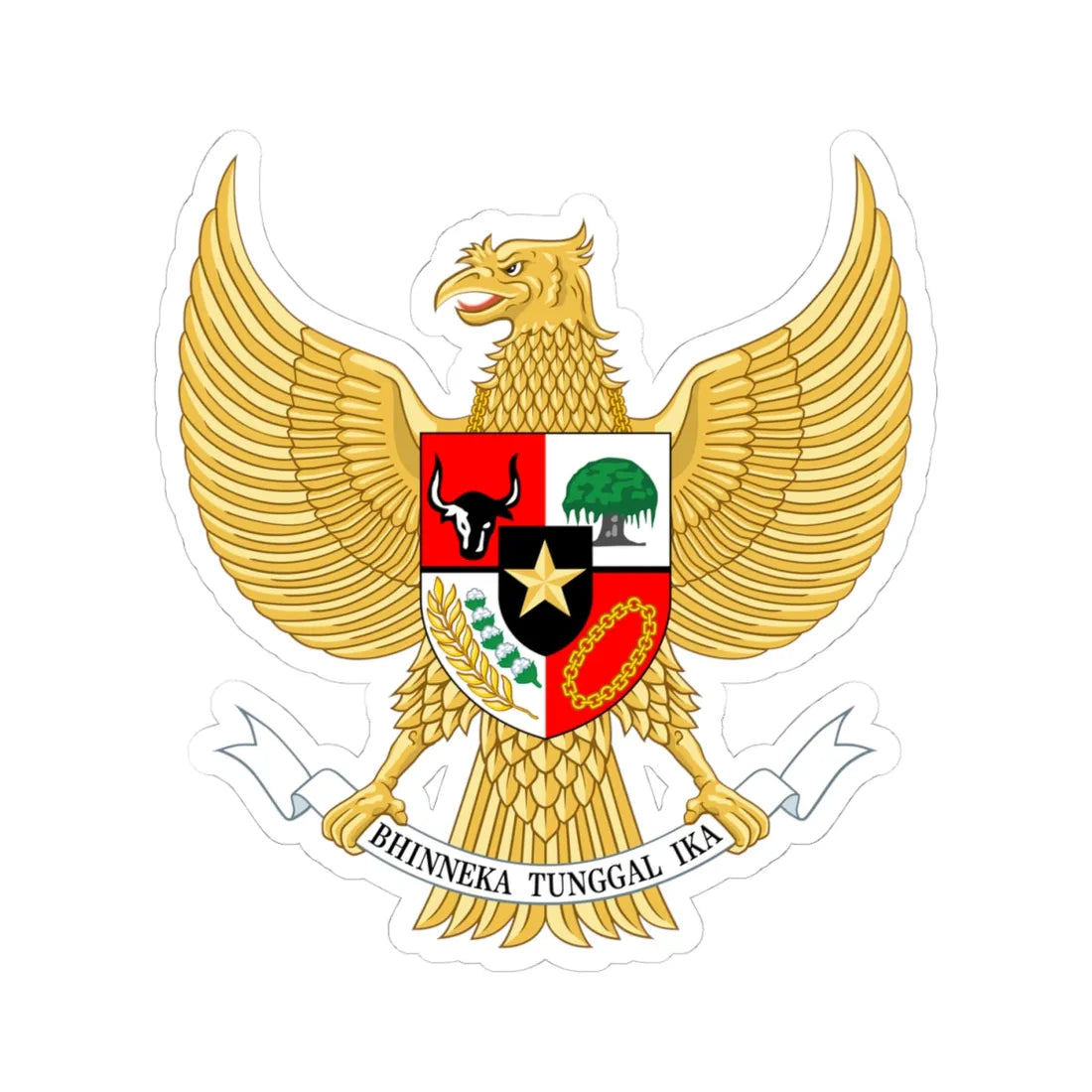 National emblem of Indonesia Garuda Pancasila (Indonesia) (Coat of Arms) STICKER Vinyl Kiss-Cut Decal 4 Inch White - The Sticker Space