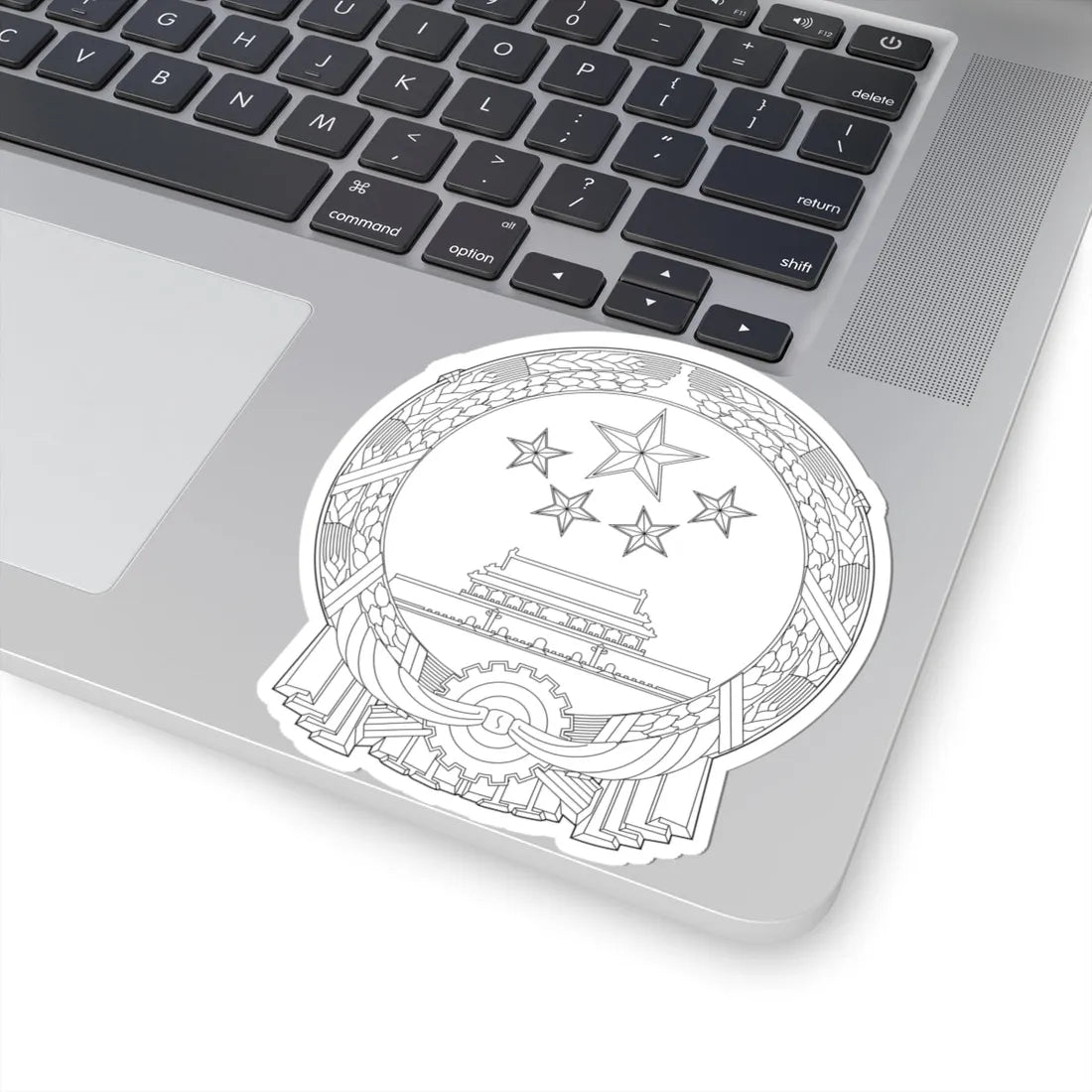 National Emblem of the Peoples Republic of China black and white (China) (Coat of Arms) STICKER Vinyl Kiss-Cut Decal - The Sticker Space