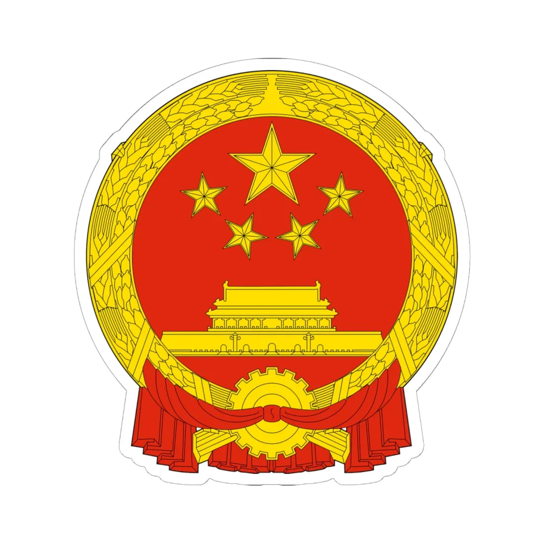 National Emblem of the Peoples Republic of China (China) (Coat of Arms) STICKER Vinyl Kiss-Cut Decal 6 Inch White - The Sticker Space