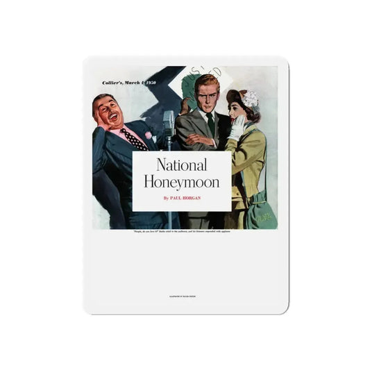 National Honeymoon, Collier's, March 4, 1950 (Magazine Illustration) Refrigerator Magnet 6 Inch - The Sticker Space