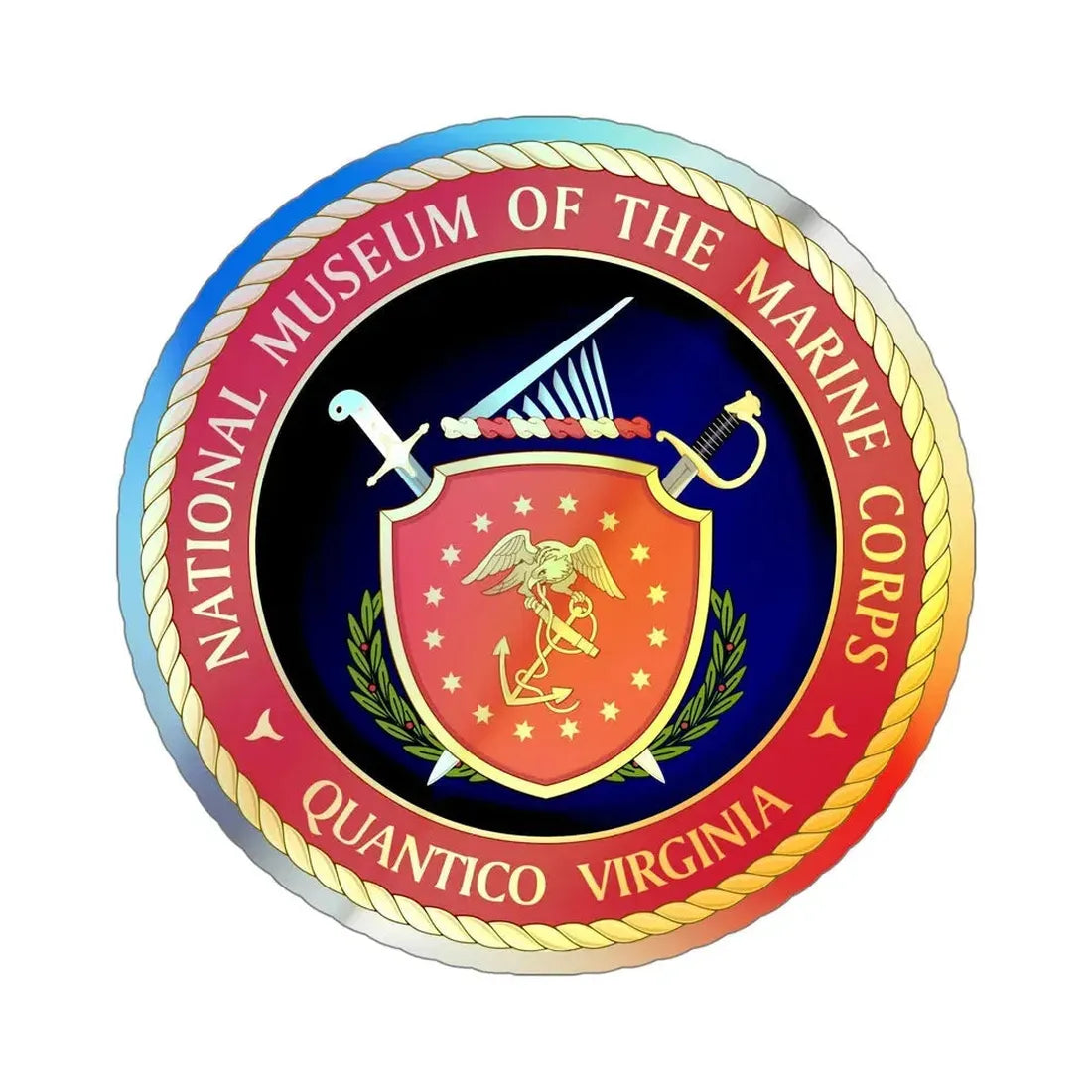 National Museum of the Marine Corps NMMC (USMC) Holographic STICKER Die-Cut Vinyl Decal 5 Inch Holographic - The Sticker Space