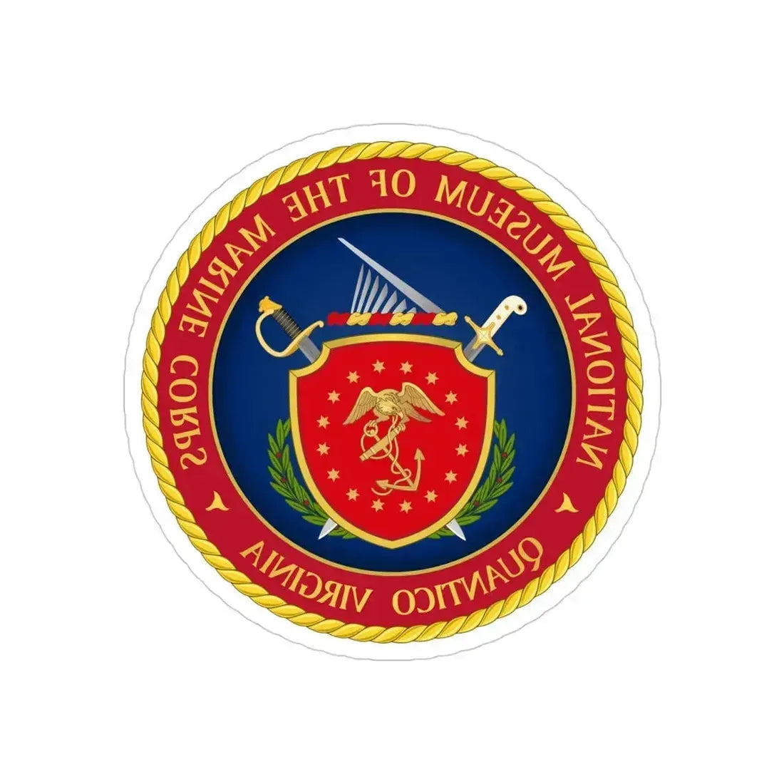 National Museum of the Marine Corps NMMC (USMC) REVERSE PRINT Transparent Die-Cut STICKER 4 Inch Die-Cut Transparent - The Sticker Space