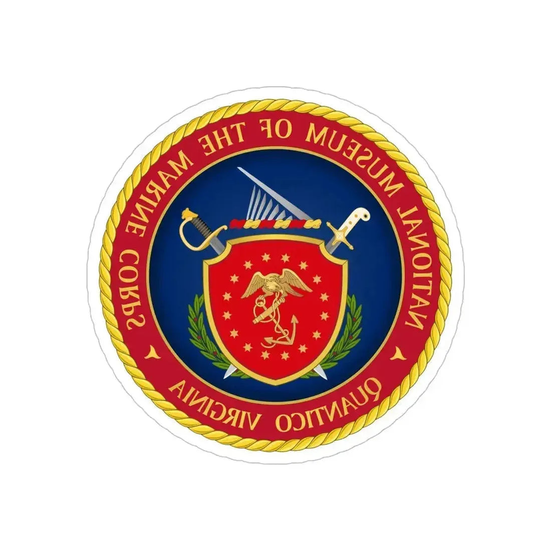 National Museum of the Marine Corps NMMC (USMC) REVERSE PRINT Transparent Die-Cut STICKER 6 Inch Die-Cut Transparent - The Sticker Space