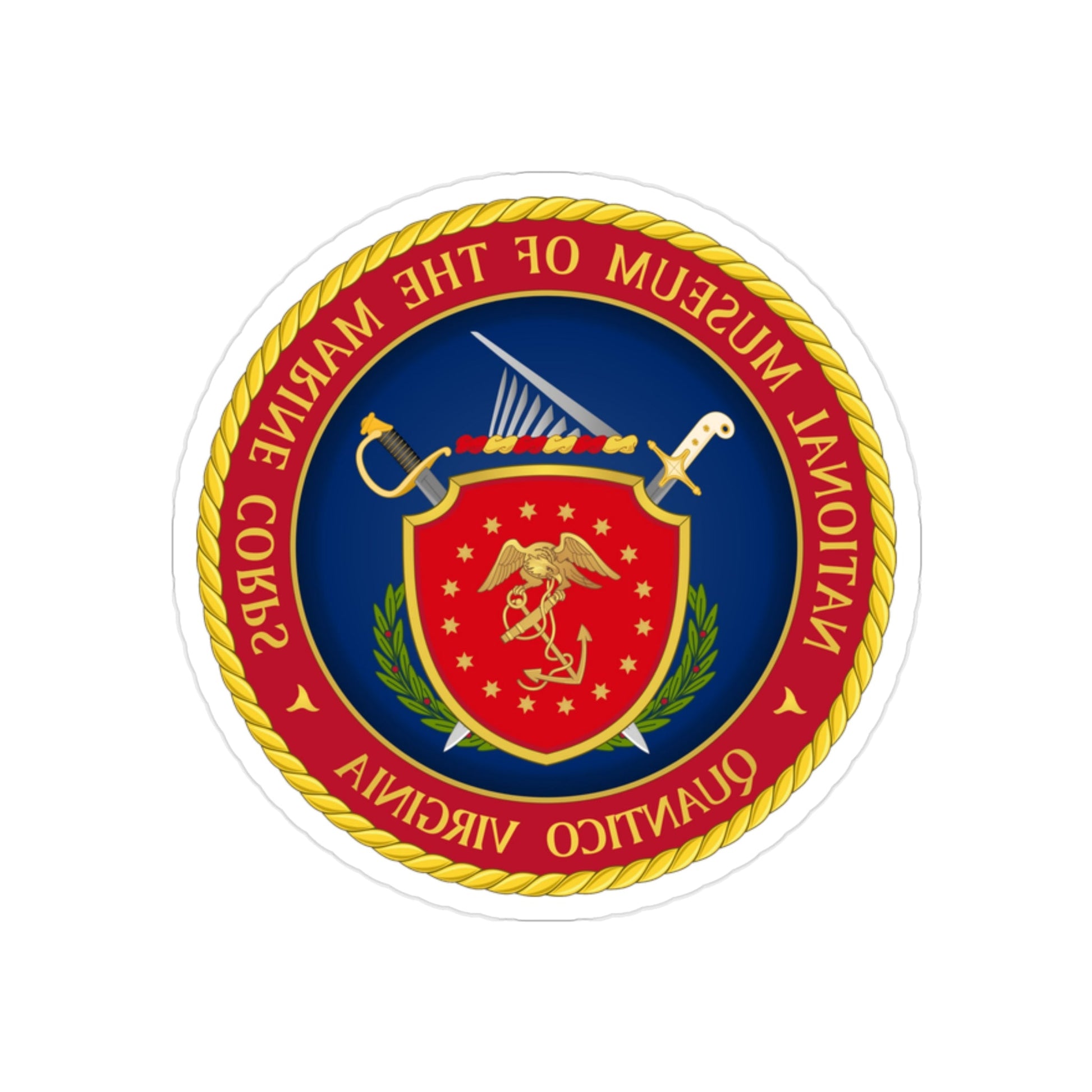 National Museum of the Marine Corps NMMC (USMC) REVERSE PRINT Transparent STICKER-2" × 2"-The Sticker Space