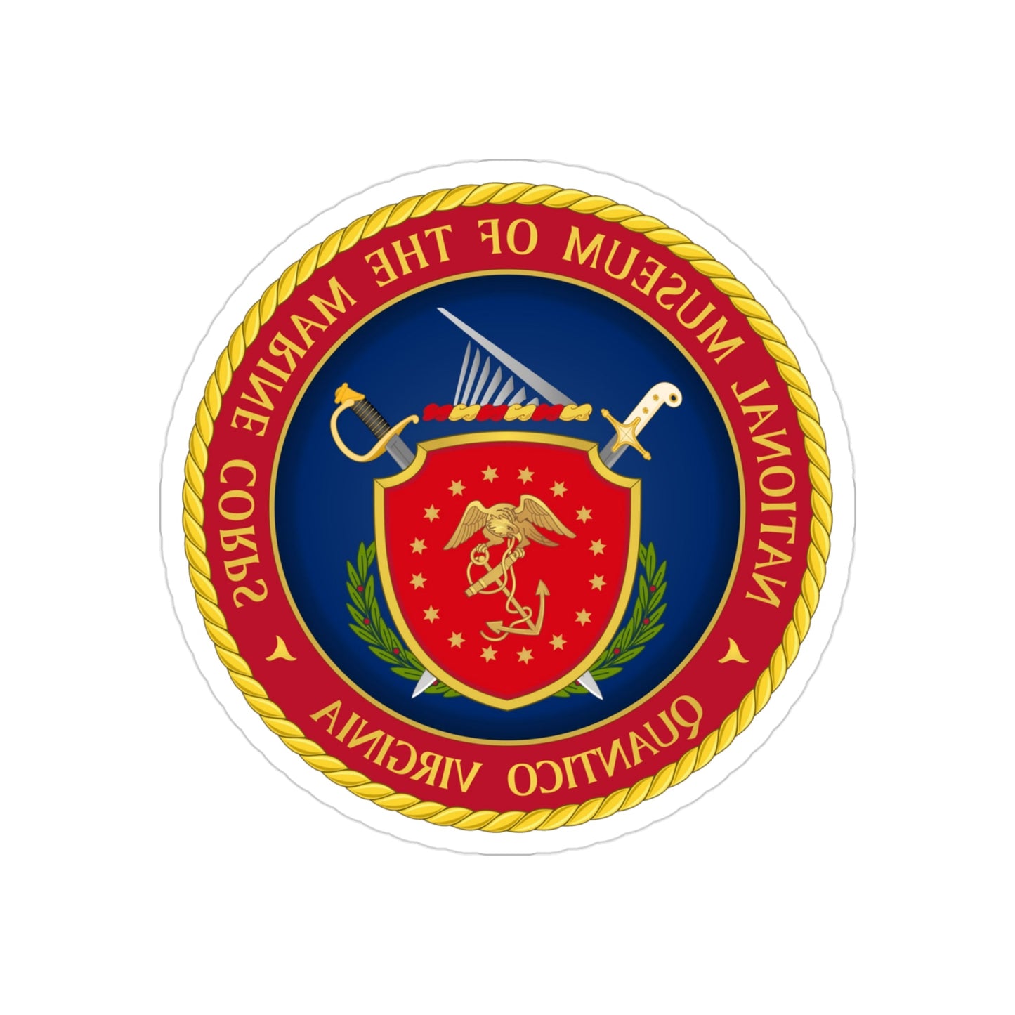 National Museum of the Marine Corps NMMC (USMC) REVERSE PRINT Transparent STICKER-3" × 3"-The Sticker Space