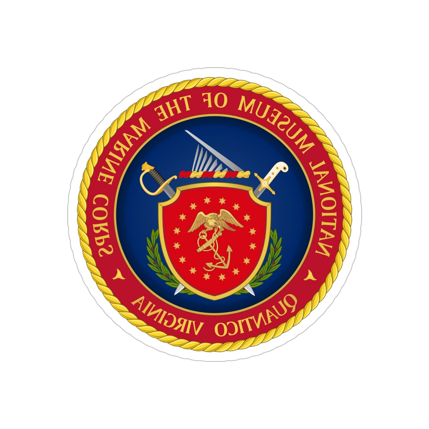 National Museum of the Marine Corps NMMC (USMC) REVERSE PRINT Transparent STICKER-5" × 5"-The Sticker Space