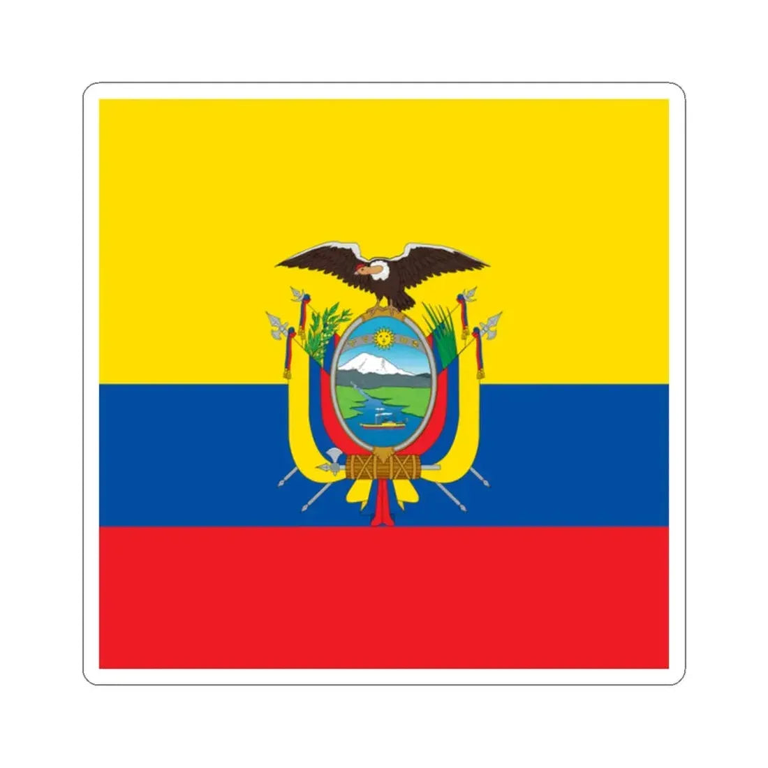 National Standard of Ecuador (Ecuador) STICKER Vinyl Kiss-Cut Decal 2 Inch White - The Sticker Space